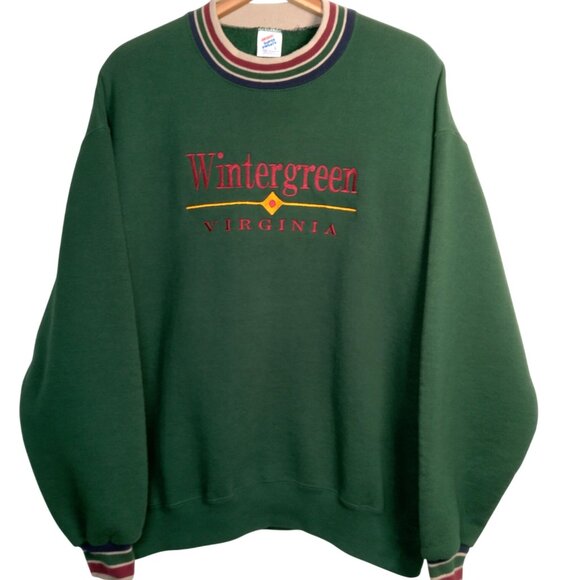 Jerzees Other - Vintage 1990s Wintergreen Ski Resort Virginia Sweatshirt L Green Skiing VA Retro